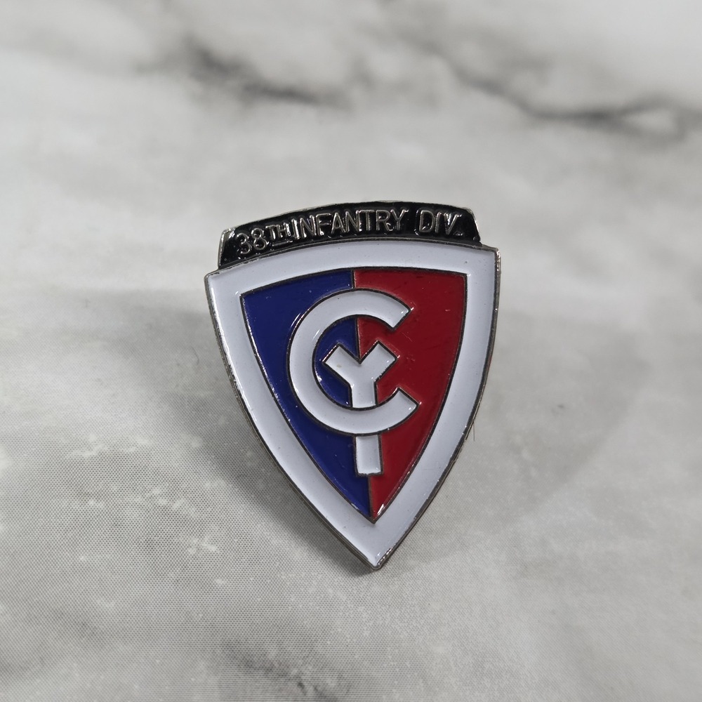 U.S. Army 38th Infantry Division Cyclone Lapel Pin Enameled EUC